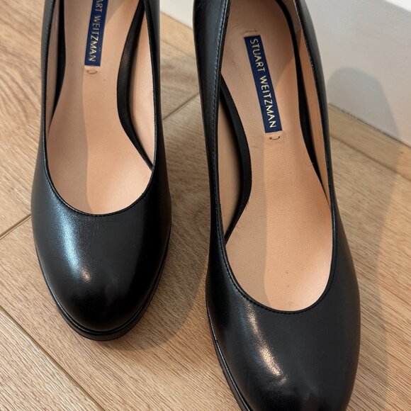 Stuart Weitzman Black Leather Platform Heels – Made in Spain, Size 7 - Picture 4 of 7
